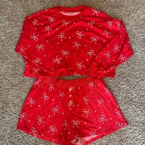 American Eagle AE Luxe Red Bow Pajama Set